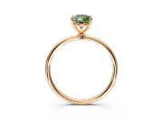 Solitaire Engagement Ring Setting for Fancy Green Pear-Shaped Center with Straight Thin Band and Prong Head in Rose Gold
