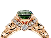 Solitaire Engagement Ring Setting for Fancy Green Radiant Cut Center with Filigree Band and Prong Head in Rose Gold