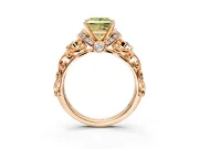 Solitaire Engagement Ring Setting for Fancy Yellow Princess Cut Center with Filigree Band and Prong Head in Rose Gold