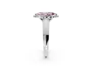Halo Engagement Ring Setting for Fancy Pink Marquise Center with Knife Ridge Cathedral Band and Prong Head in Sterling Silver