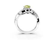 Halo Engagement Ring Setting for Fancy Yellow Pear-Shaped Center with Marquise and Pave Bypass Band and Prong Head in Sterling Silver