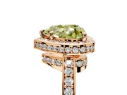 Halo Engagement Ring Setting for Fancy Yellow Heart-Shaped Center with Metal-Rimmed Halo, Pave Band and Prong Head in Rose Gold