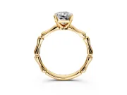 Solitaire Engagement Ring Setting for Radiant Cut Center with Bamboo Band and Prong Head in Yellow Gold