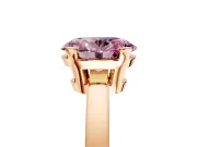 Solitaire Engagement Ring Setting for Fancy Pink Oval Center with Plain Band and Flat Tab Prong Head in Rose Gold