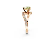Solitaire Engagement Ring Setting for Fancy Yellow Heart-Shaped Center with Pave Bypass Swirl Band and Prong Head in Rose Gold