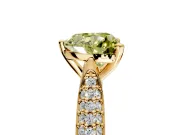 Solitaire Engagement Ring Setting for Fancy Yellow Heart-Shaped Center with Multi-Row Accents and Prong Head in Yellow Gold
