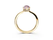 Hidden Halo Engagement Ring Setting for Fancy Pink Marquise Center with Wide Flat Plain Band and Prong Head in Yellow Gold