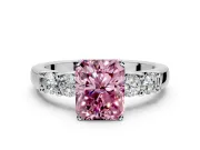5 Stone Engagement Ring Setting for Fancy Pink Radiant Cut Center with Plain Band and Prong Head in Sterling Silver