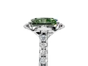 Floral Engagement Ring Setting for Fancy Green Radiant Cut Center with Pave Band and Floral Prong Head in White Gold