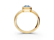 Solitaire Engagement Ring Setting for Fancy Blue Emerald Cut Center with Wide Band and Bezel Head in Yellow Gold