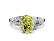 Solitaire Engagement Ring Setting for Fancy Yellow Oval Center with Marquise Accent Twist Band and Prong Head in White Gold