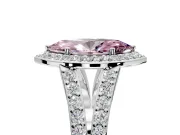 Halo Engagement Ring Setting for Fancy Pink Marquise Center with Narrow Pave Split Shank and Prong Head in Sterling Silver
