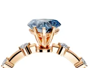 Solitaire Engagement Ring Setting for Fancy Blue Heart-Shaped Center with Bezel Station Band and Prong Head in Rose Gold