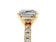 Solitaire Engagement Ring Setting for Asscher Cut Center with Large Accents and Prong Head in Yellow Gold
