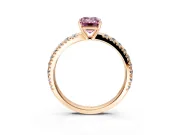 Solitaire Engagement Ring Setting for Fancy Pink Emerald Cut Center with Large Accent Band and Prong Head in Rose Gold