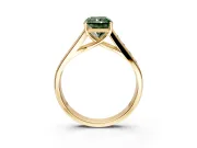 Solitaire Engagement Ring Setting for Fancy Green Radiant Cut Center with Round Cut Channel Band and Prong Head in Yellow Gold