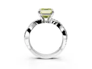 Solitaire Engagement Ring Setting for Fancy Yellow Asscher Cut Center with Half-Pave Crossover Band and Prong Head in Platinum