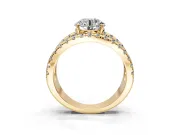 Solitaire Engagement Ring Setting for Round Cut Center with Wide-Open Split Shank and Prong Head in Yellow Gold