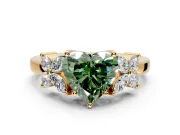 Floral Engagement Ring Setting for Fancy Green Heart-Shaped Center with Marquise Cluster Shoulders and Prong Head in Yellow Gold