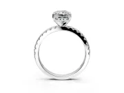 Solitaire Engagement Ring Setting for Radiant Cut Center with Band of Accents and Prong Head in Platinum