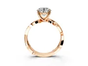 Solitaire Engagement Ring Setting for Round Cut Center with Pave and Plain Crossover Band and Prong Head in Rose Gold