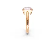 Halo Engagement Ring Setting for Fancy Pink Asscher Cut Center with Tapered Plain Band and Prong Head in Rose Gold