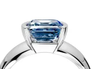 Tension Engagement Ring Setting for Fancy Blue Asscher Cut Center with Wide Flat Band and Tension Head in Sterling Silver