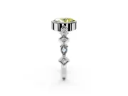 Milgrain Bezel Engagement Ring Setting for Fancy Yellow Oval Center with Marquise Stations and Bezel Head in Platinum