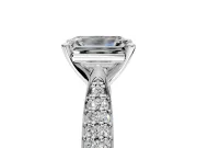 Solitaire Engagement Ring Setting for Emerald Cut Center with Multi-Row Accents and Prong Head in Sterling Silver
