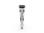 Solitaire Engagement Ring Setting for Fancy Black Asscher Cut Center with Graduated Shared Prongs and Prong Head in White Gold