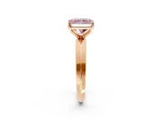 Solitaire Engagement Ring Setting for Fancy Pink Radiant Cut Center with Wide Knife Ridge Band and Prong Head in Rose Gold