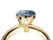 Solitaire Engagement Ring Setting for Fancy Blue Heart-Shaped Center with Wire Band and Prong Head in Yellow Gold