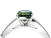 Solitaire Engagement Ring Setting for Fancy Green Emerald Cut Center with Princess Cut Channel Band and Prong Head in White Gold