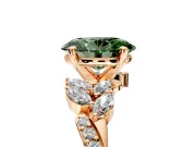 Solitaire Engagement Ring Setting for Fancy Green Oval Center with Marquise Accent Twist Band and Prong Head in Rose Gold