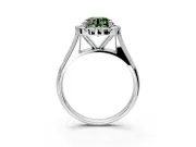Halo Engagement Ring Setting for Fancy Green Round Cut Center with Square Band and Prong Head in Sterling Silver
