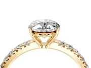 Solitaire Engagement Ring Setting for Oval Center with Large Accent Band and Prong Head in Yellow Gold