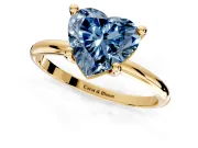 Minimalist Solitaire Engagement Ring Setting for Fancy Blue Heart-Shaped Center with Thin Band and Prong Head in Yellow Gold