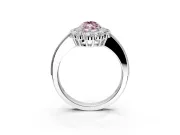 Halo Engagement Ring Setting for Fancy Pink Marquise Center with Milgrain Channel Band and Prong Head in White Gold