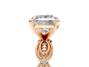 Solitaire Engagement Ring Setting for Princess Cut Center with Marquise Panel Band and Prong Head in Rose Gold