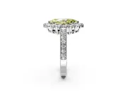 Halo Engagement Ring Setting for Fancy Yellow Marquise Center with Milgrain Channel Band and Prong Head in Sterling Silver