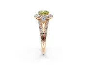 Halo Engagement Ring Setting for Fancy Yellow Cushion Cut Center with Two-Strand Split Shank and Prong Head in Rose Gold