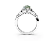 Solitaire Engagement Ring Setting for Fancy Green Marquise Center with Marquise and Bezel Accents and Prong Head in White Gold