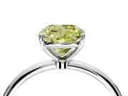 Solitaire Engagement Ring Setting for Fancy Yellow Cushion Cut Center with Straight Thin Band and Prong Head in Platinum