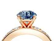 Solitaire Engagement Ring Setting for Fancy Blue Round Cut Center with Channel-Set Accents and Prong Head in Rose Gold