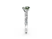 Shared-Prong Engagement Ring Setting for Fancy Green Heart-Shaped Center with Graduated Accents and Prong Head in Sterling Silver