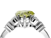 Floral Engagement Ring Setting for Fancy Yellow Heart-Shaped Center with Marquise Cluster Shoulders and Prong Head in Platinum
