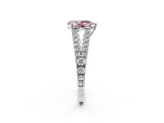 Solitaire Engagement Ring Setting for Fancy Pink Pear-Shaped Center with Pave Split Shank and Prong Head in Sterling Silver