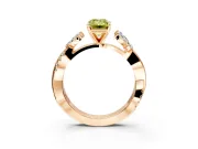 Floral Engagement Ring Setting for Fancy Yellow Emerald Cut Center with Trailing Marquise Accents and Prong Head in Rose Gold