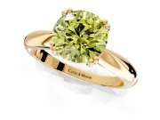 Solitaire Engagement Ring Setting for Fancy Yellow Round Cut Center with Reverse Tapered Band and Prong Head in Yellow Gold