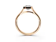 Solitaire Engagement Ring Setting for Emerald Cut Center with V Split Shank and Bezel Head in Rose Gold